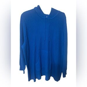 Woman Within Hooded Sweater Size 5X Blue Waffle Knit Pullover Plus Size
